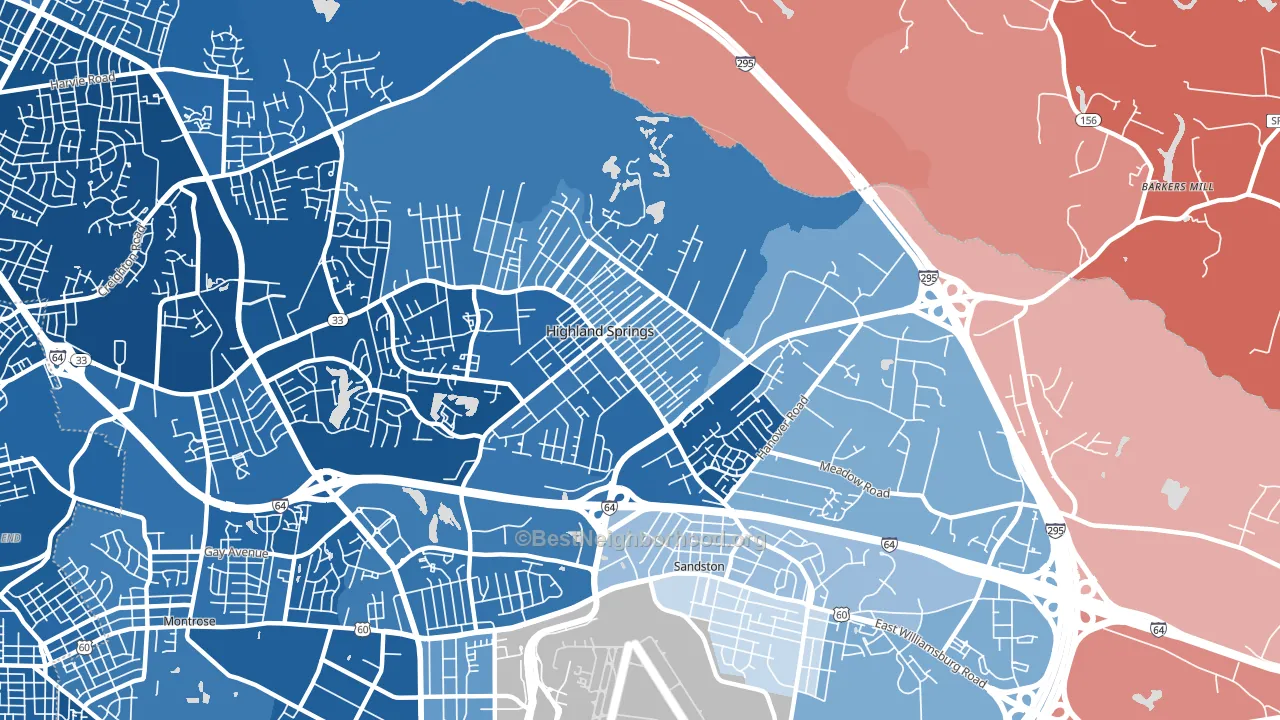 23075, VA block-group political-lean map