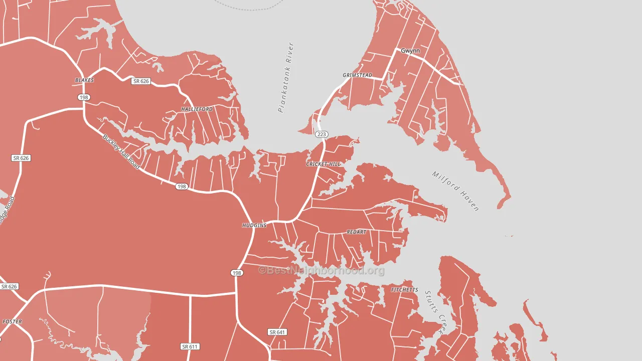 23076, VA block-group political-lean map