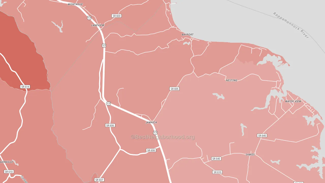 23079, VA block-group political-lean map