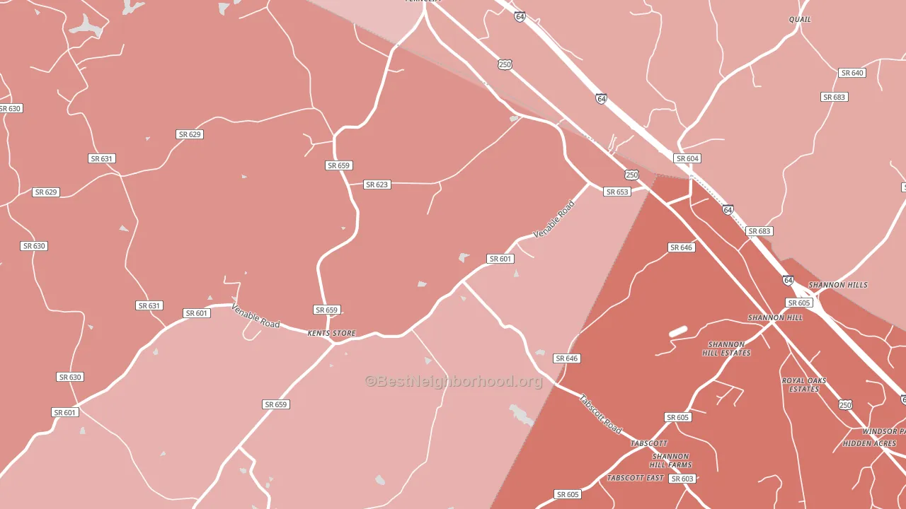 23084, VA block-group political-lean map