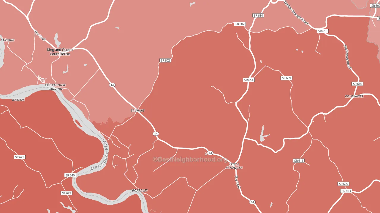 23091, VA block-group political-lean map