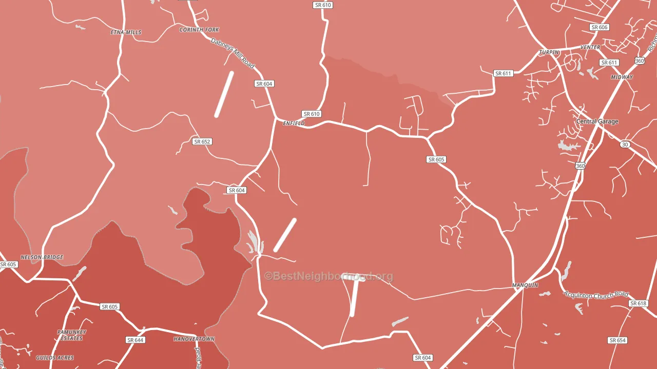23106, VA block-group political-lean map