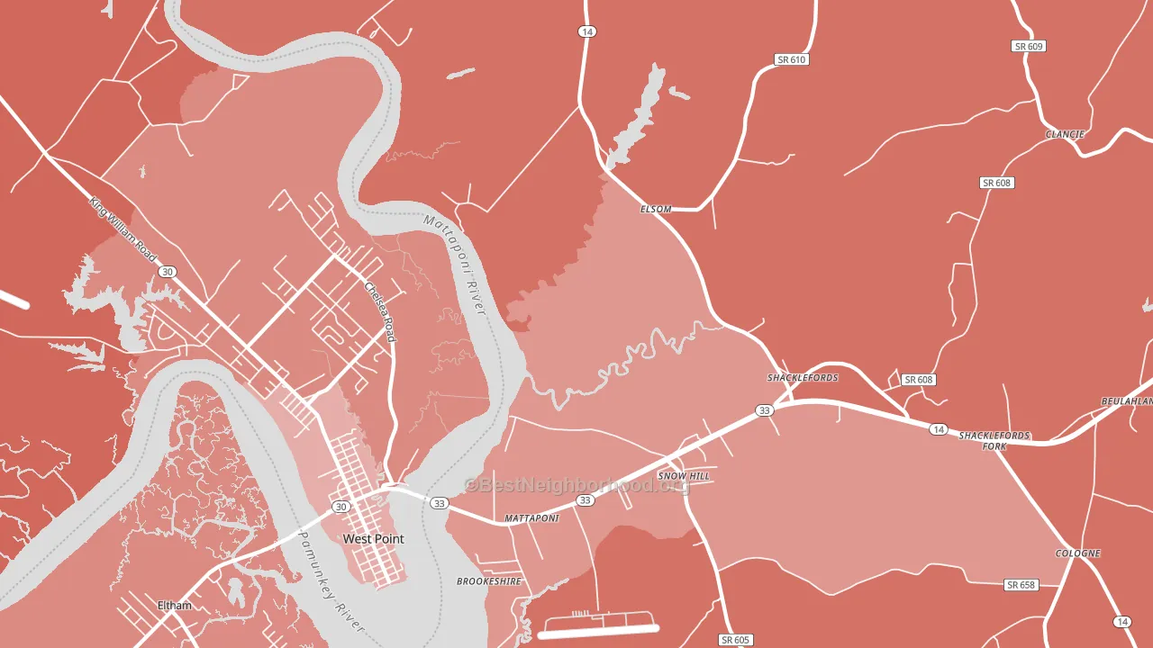23110, VA block-group political-lean map