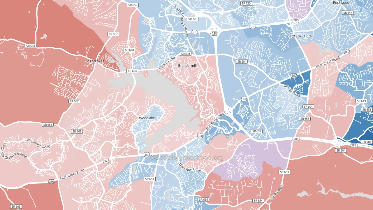 23112, VA block-group political-lean map
