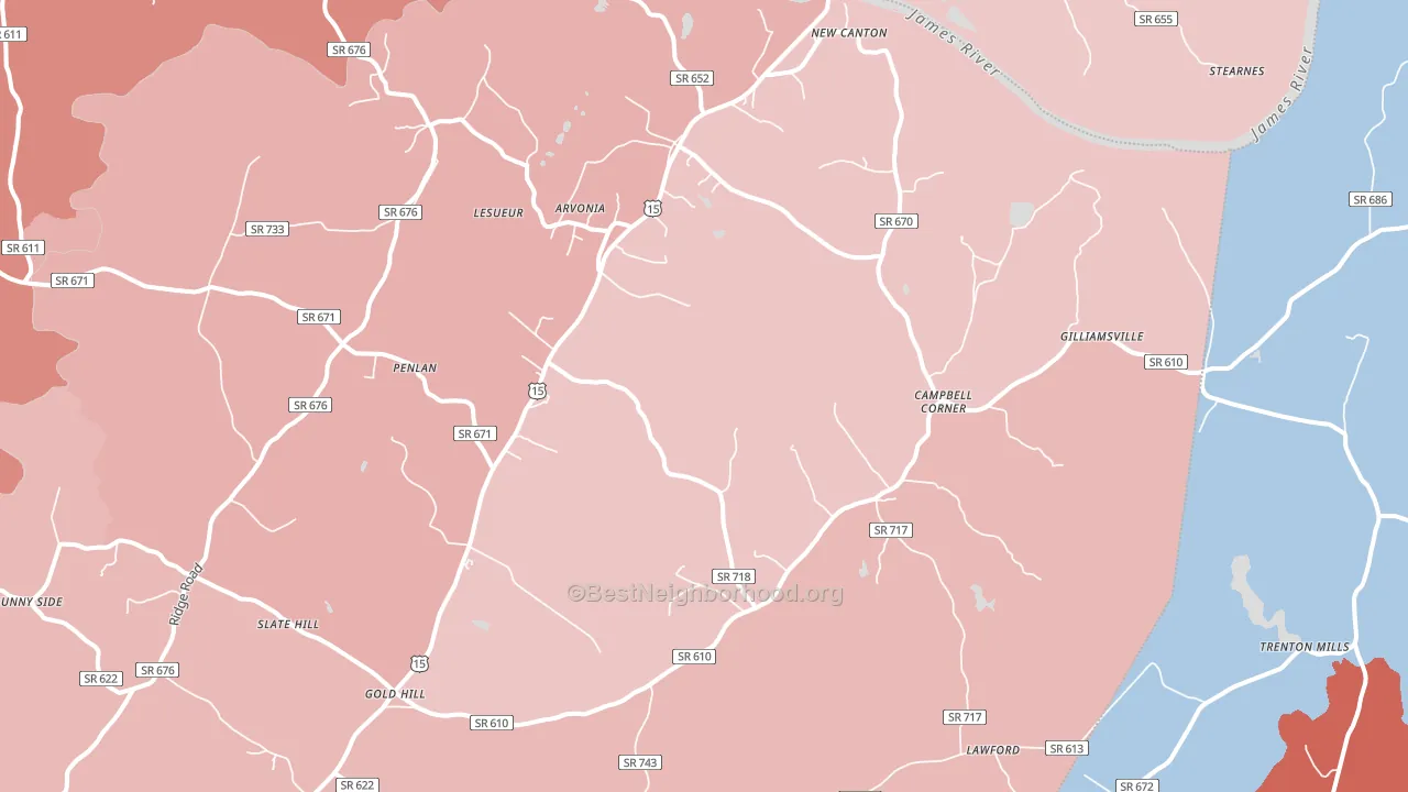23123, VA block-group political-lean map