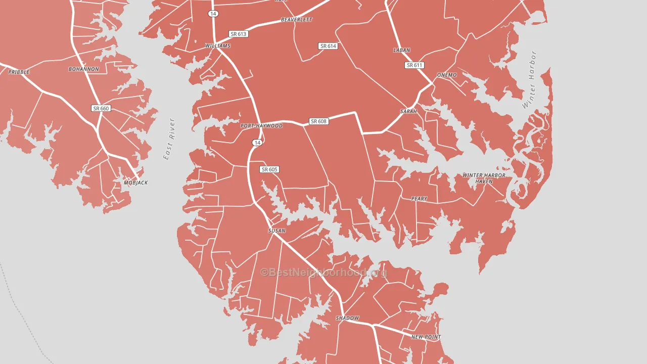 23138, VA block-group political-lean map