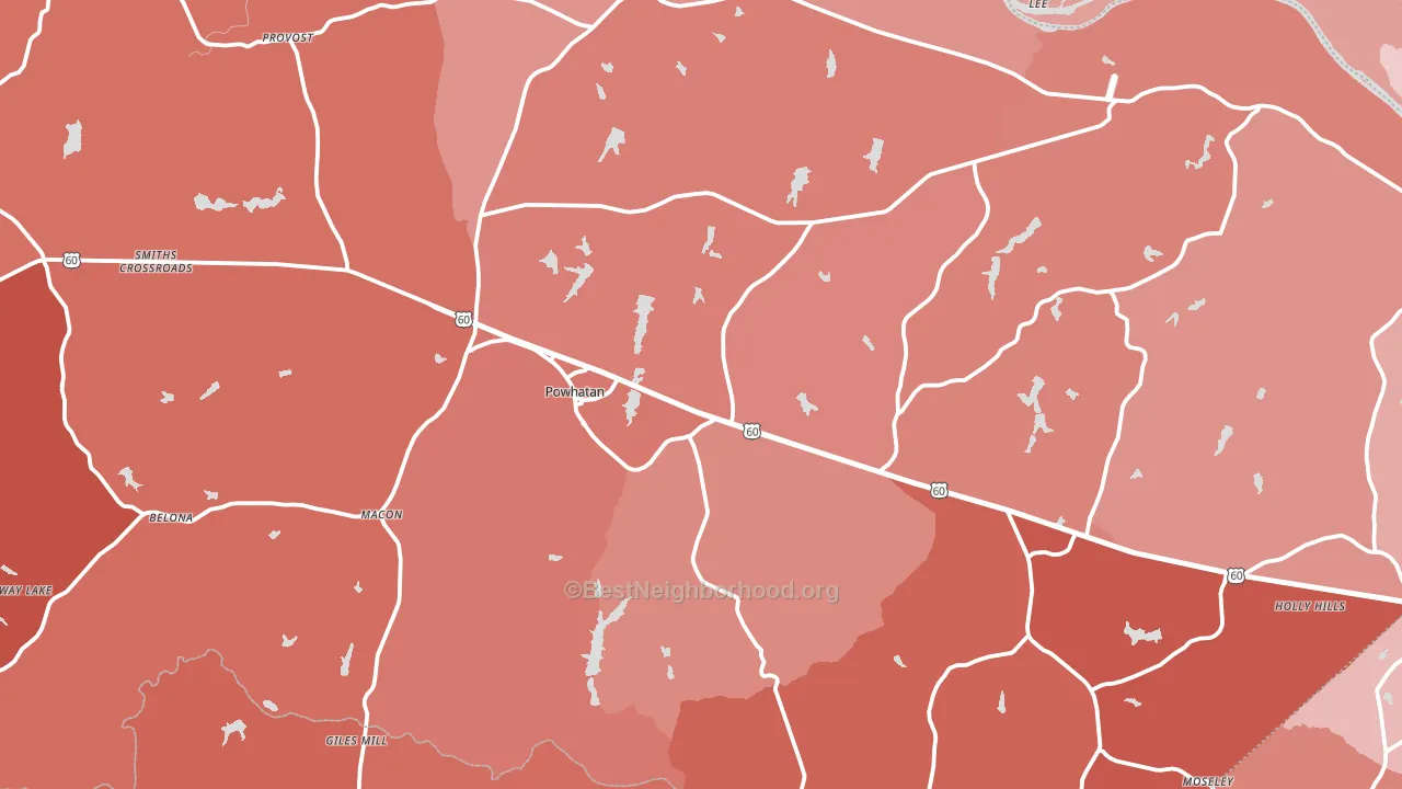23139, VA block-group political-lean map