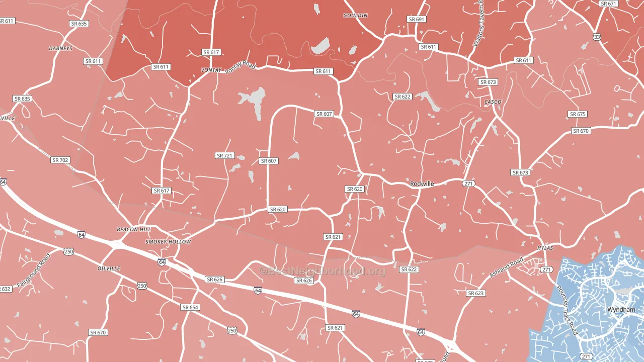 23146, VA block-group political-lean map