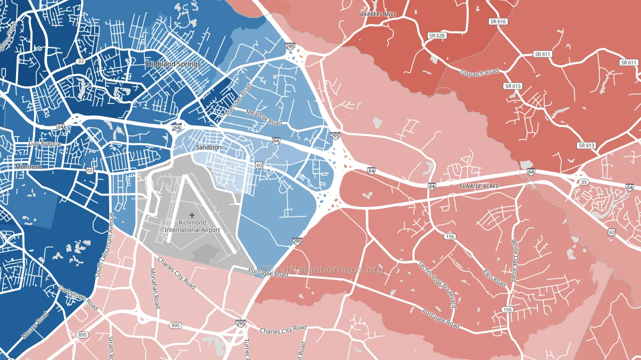 23150, VA block-group political-lean map
