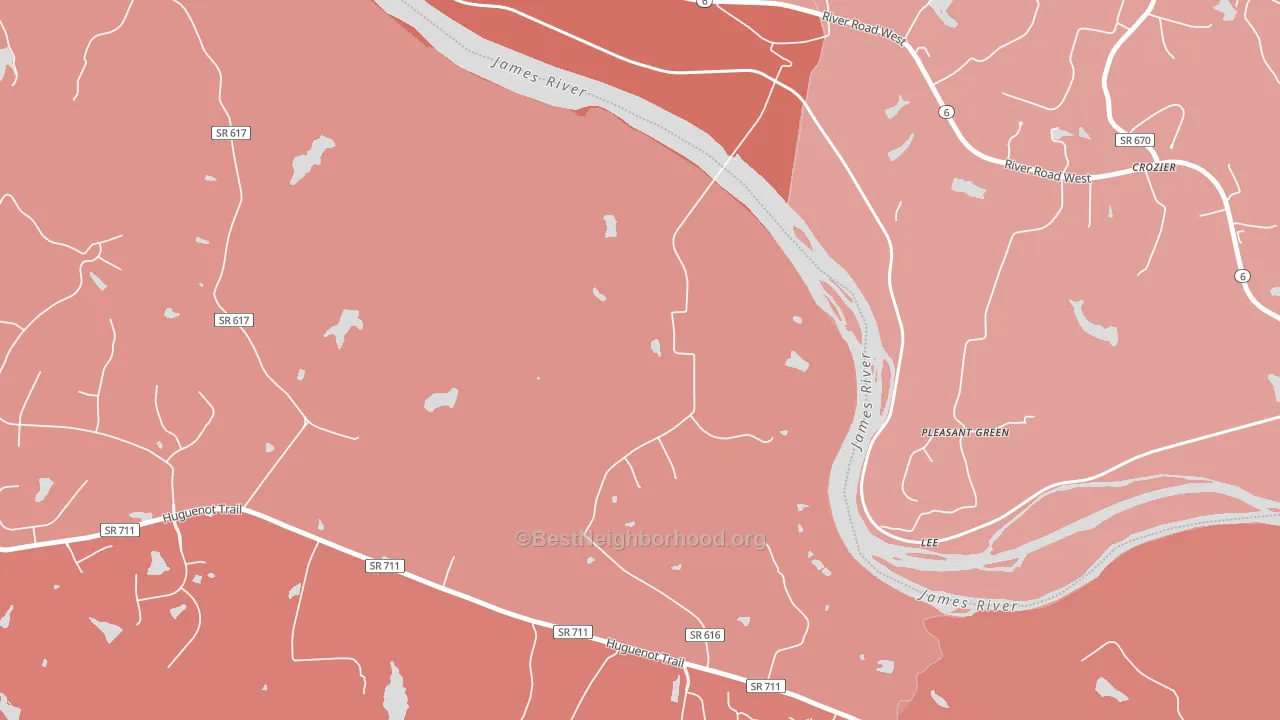 23160, VA block-group political-lean map