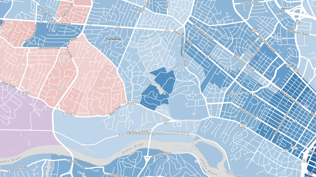 23173, VA block-group political-lean map
