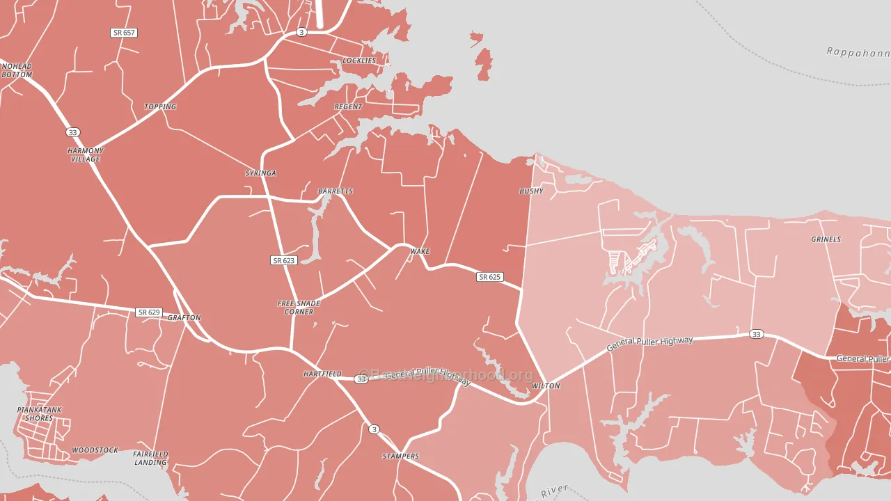 23176, VA block-group political-lean map