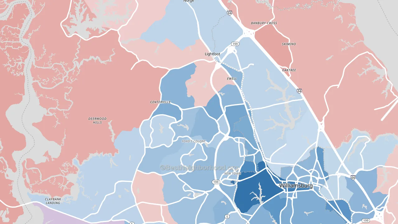 23188, VA block-group political-lean map