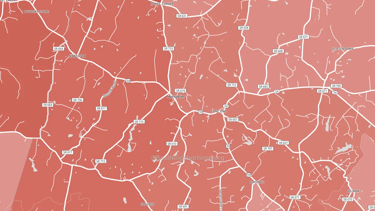 23192, VA block-group political-lean map