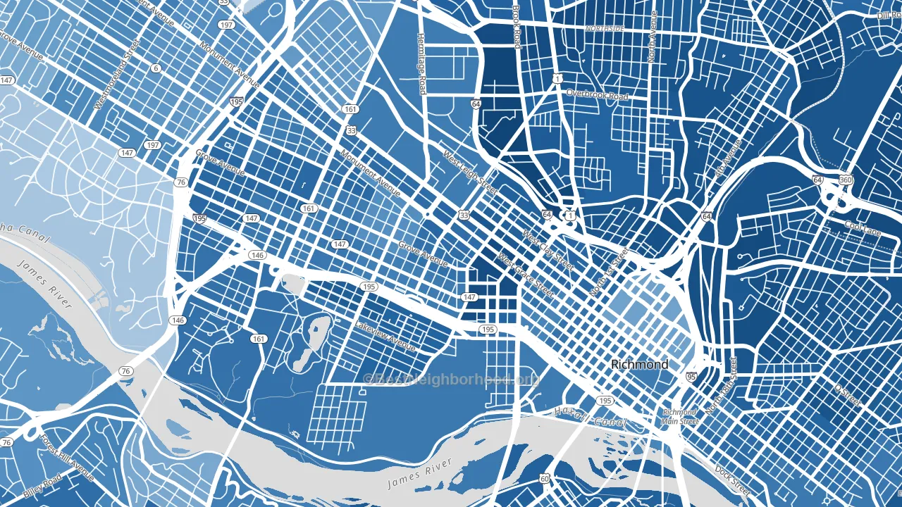 23220, VA block-group political-lean map