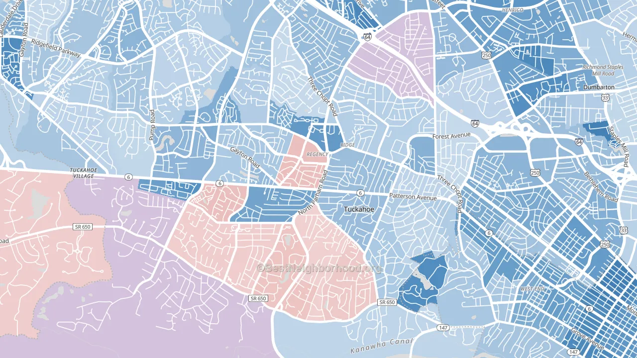 23229, VA block-group political-lean map