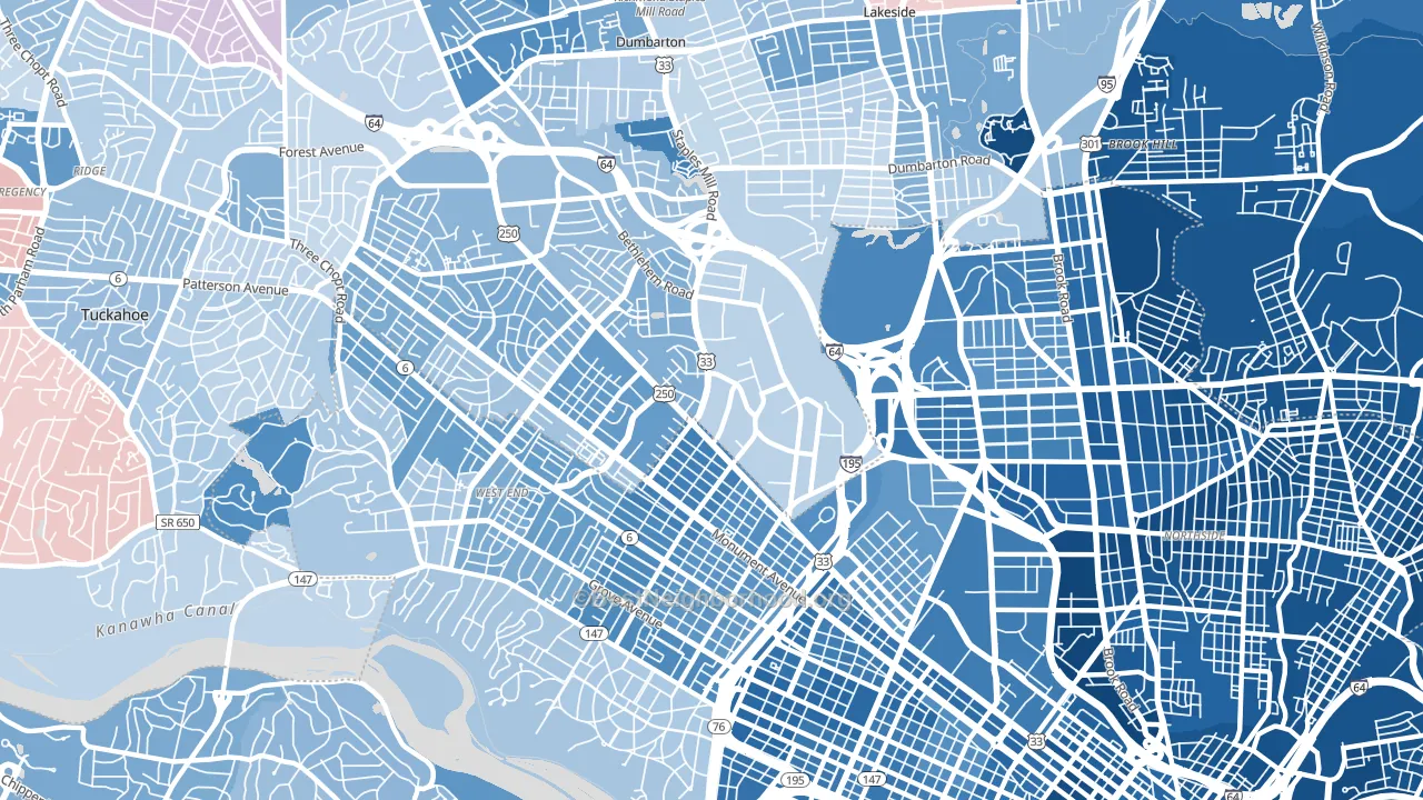 23230, VA block-group political-lean map