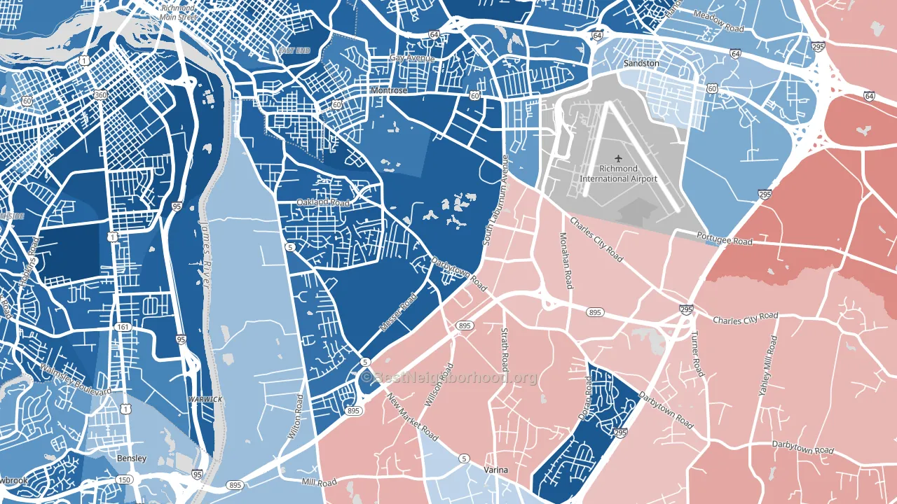 23231, VA block-group political-lean map