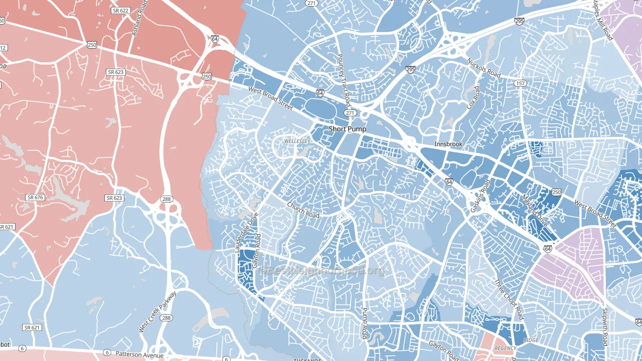 23233, VA block-group political-lean map