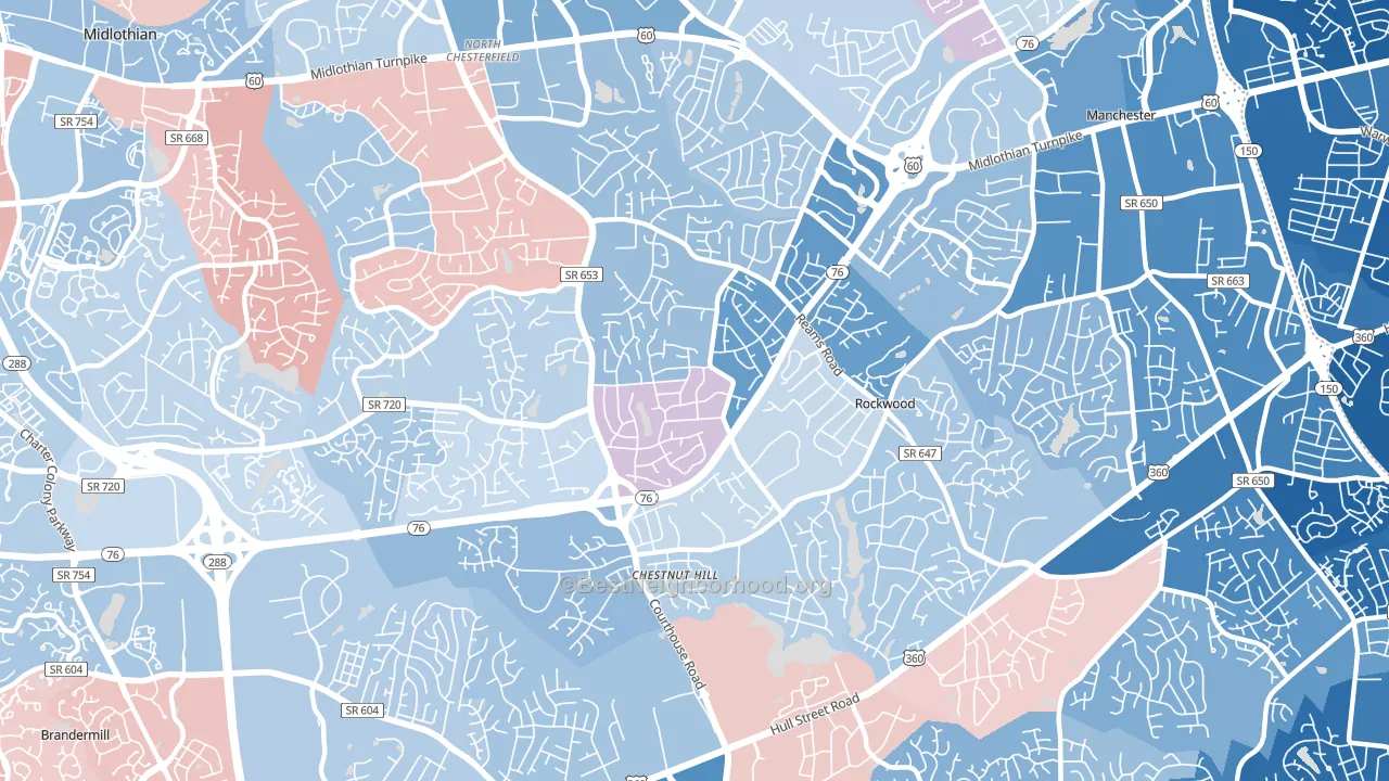 23236, VA block-group political-lean map