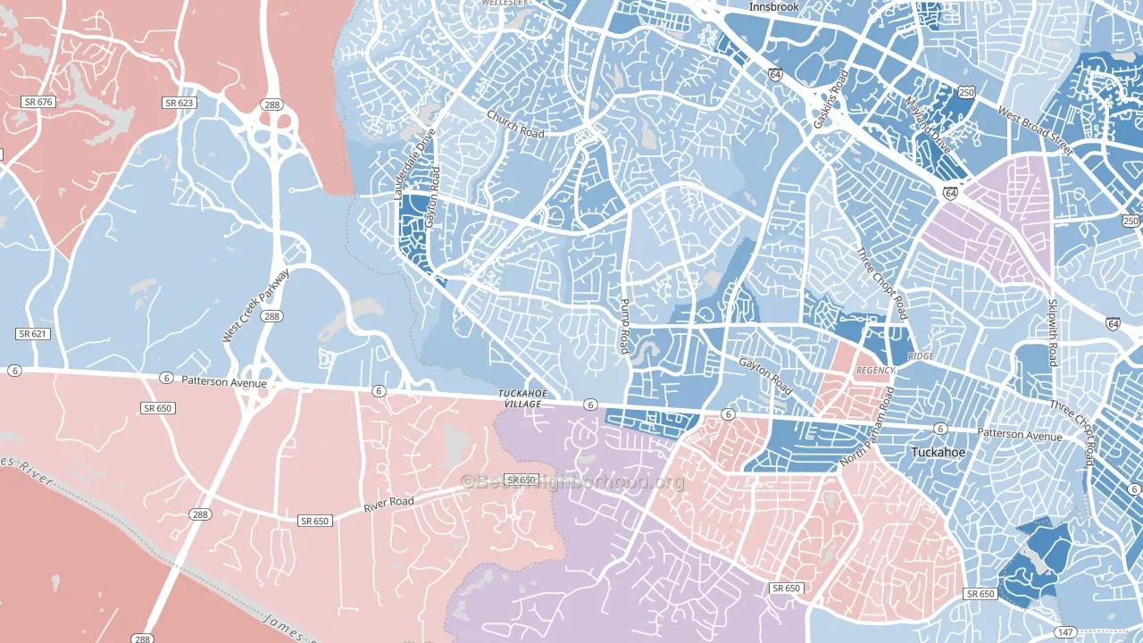 23238, VA block-group political-lean map