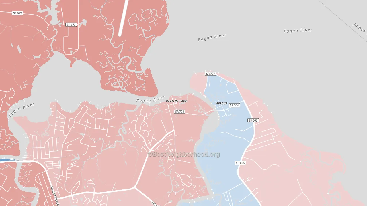 23304, VA block-group political-lean map