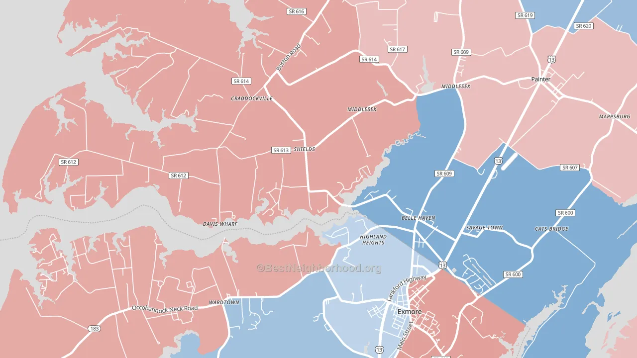 23306, VA block-group political-lean map