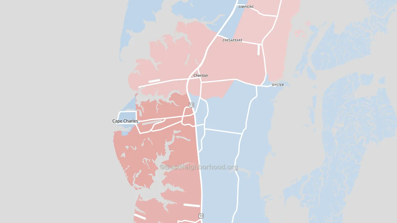 23310, VA block-group political-lean map
