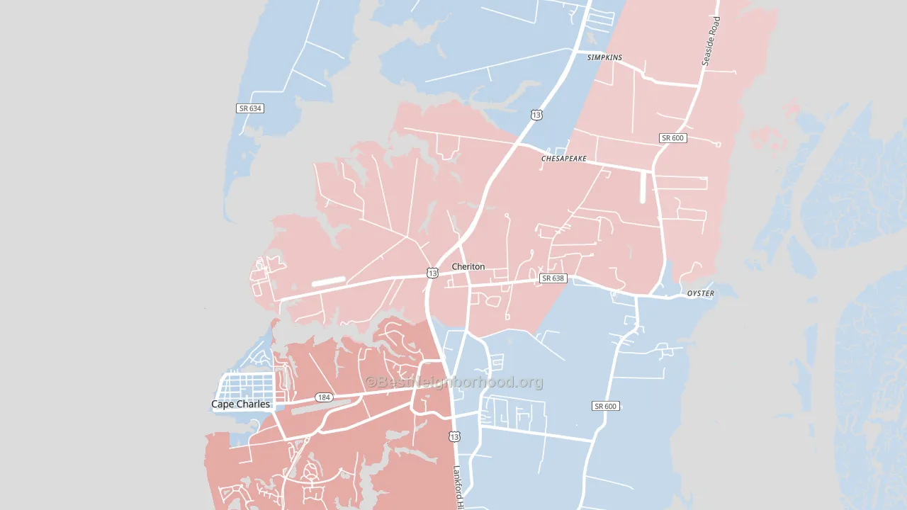 23316, VA block-group political-lean map