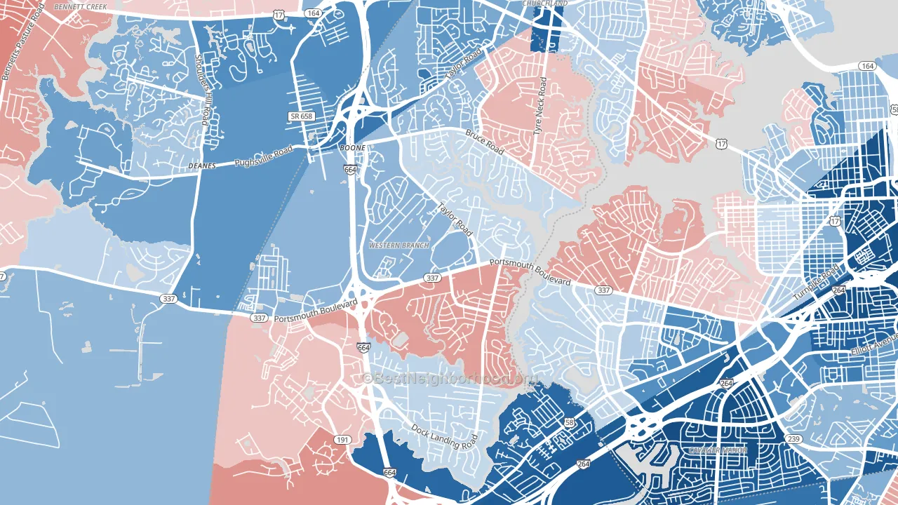 23321, VA block-group political-lean map