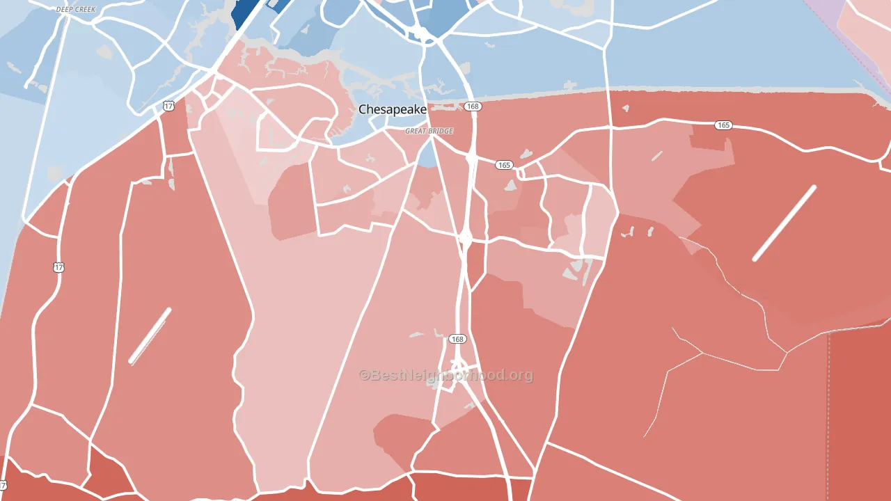 23322, VA block-group political-lean map