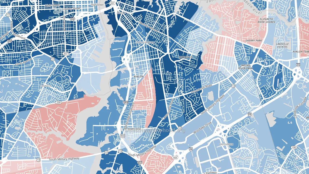 23324, VA block-group political-lean map