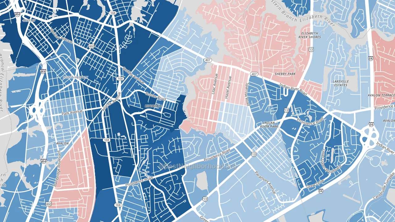 23325, VA block-group political-lean map