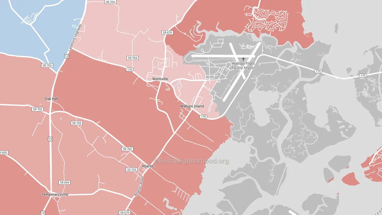 23337, VA block-group political-lean map