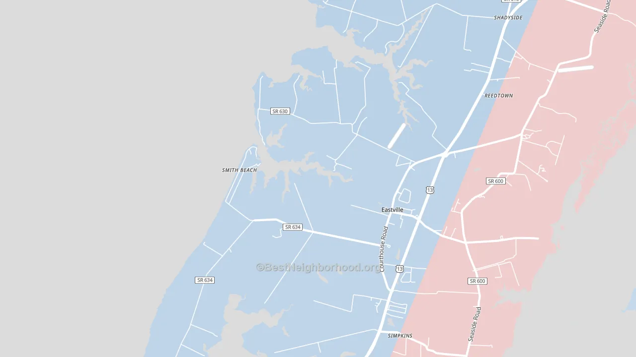 23347, VA block-group political-lean map