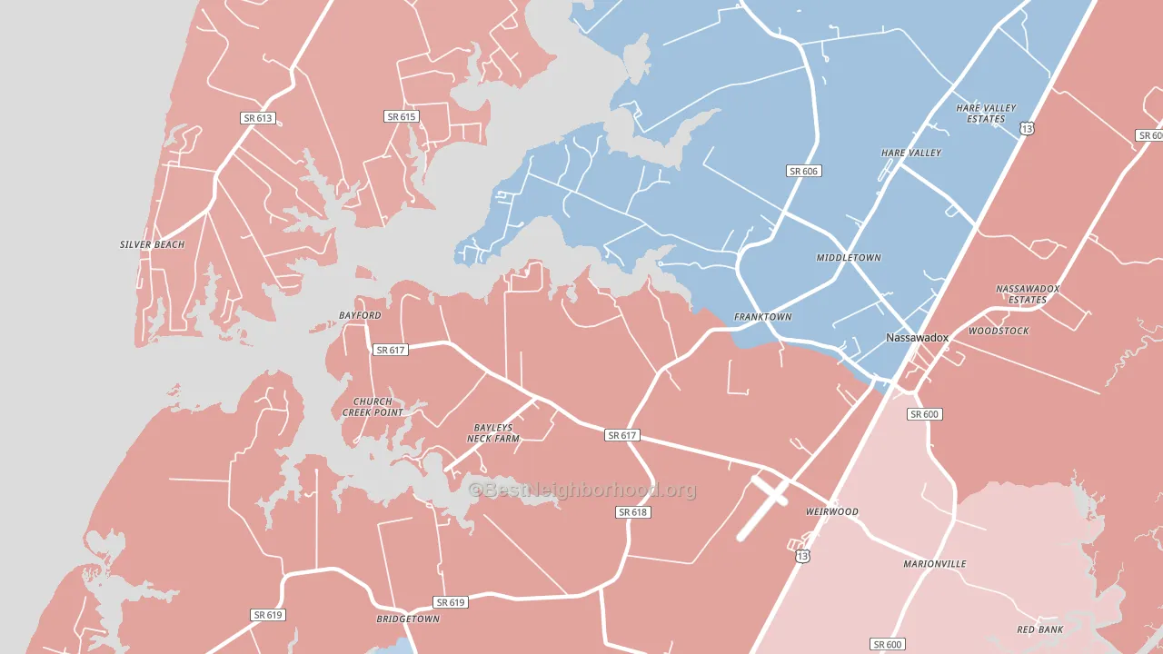23354, VA block-group political-lean map