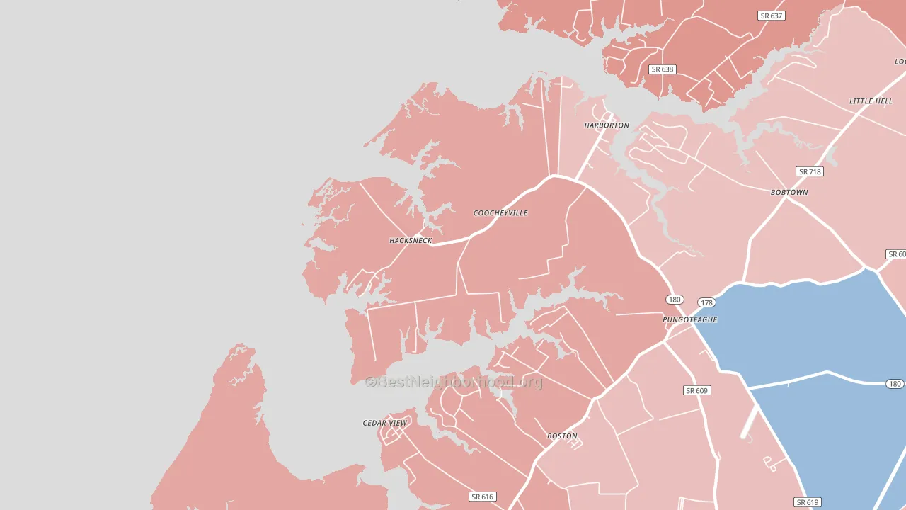 23358, VA block-group political-lean map