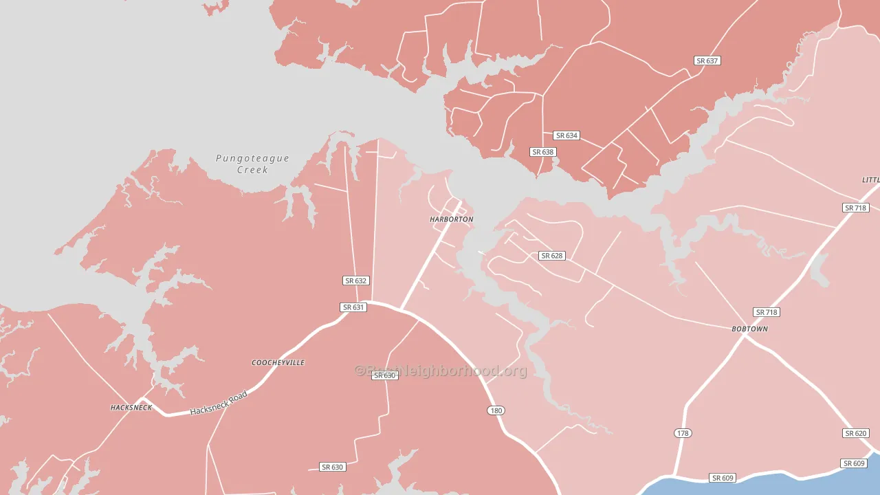 23389, VA block-group political-lean map