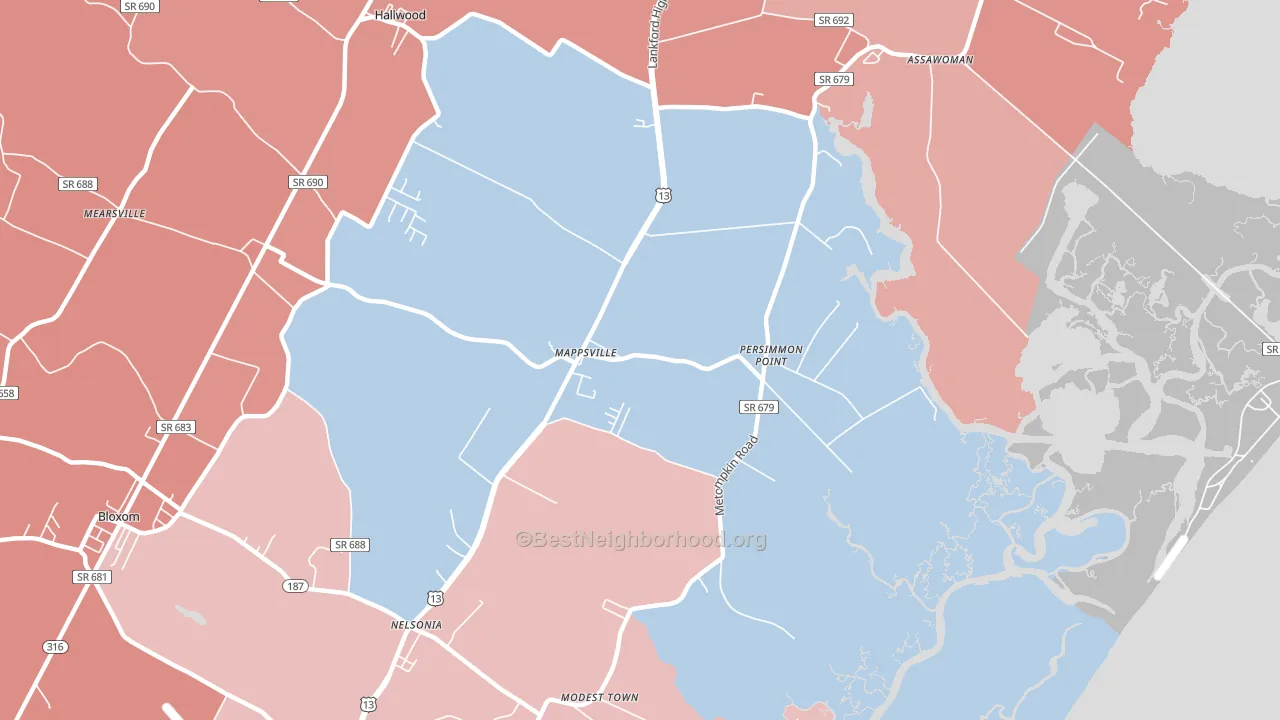 23407, VA block-group political-lean map