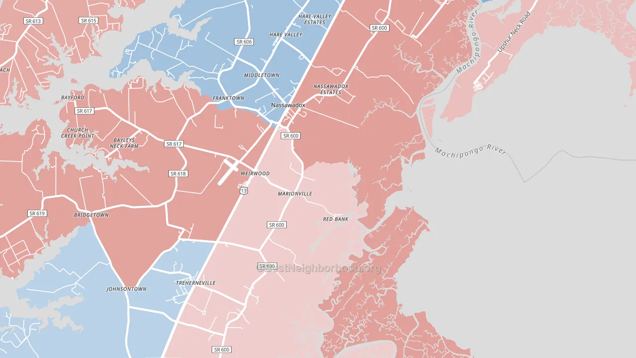 23408, VA block-group political-lean map