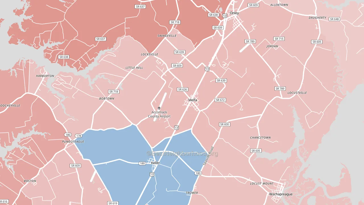 23410, VA block-group political-lean map