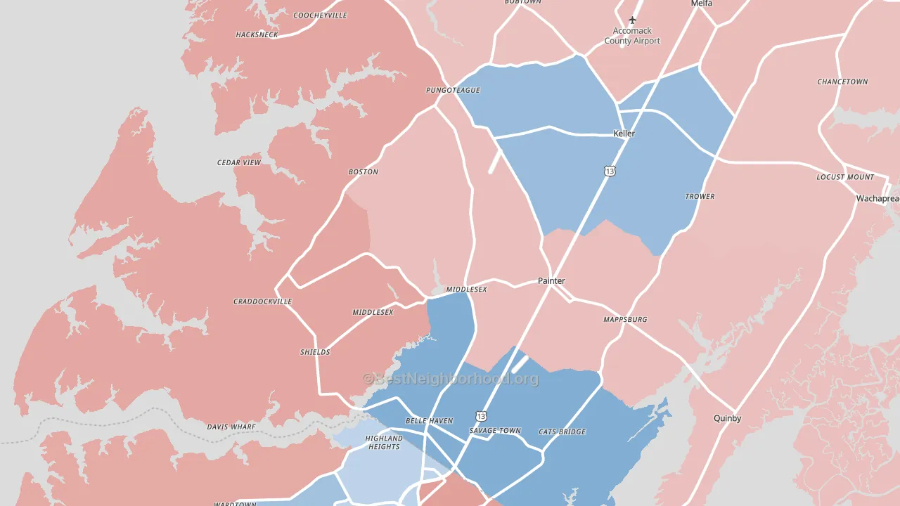 23420, VA block-group political-lean map