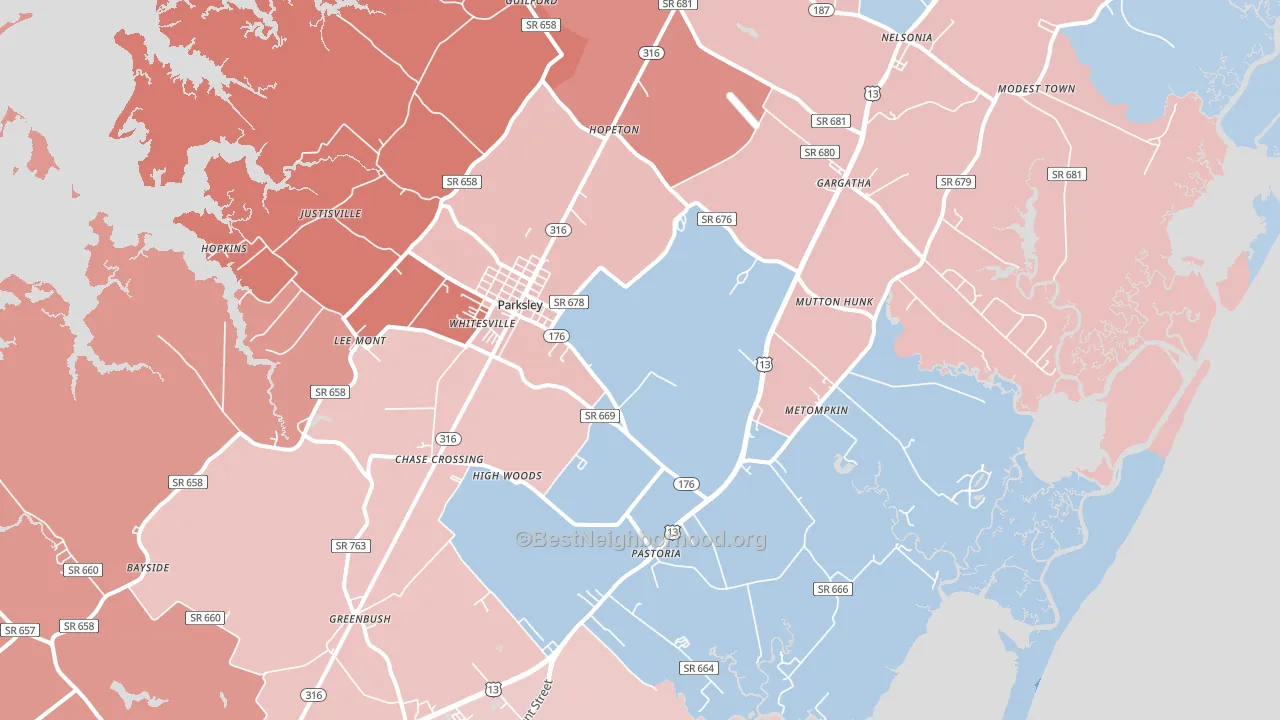 23421, VA block-group political-lean map