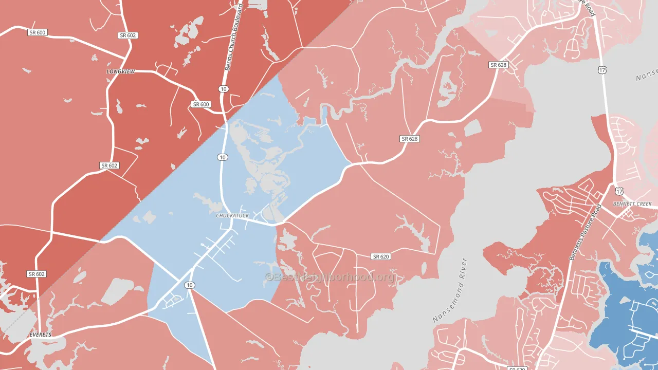 23432, VA block-group political-lean map