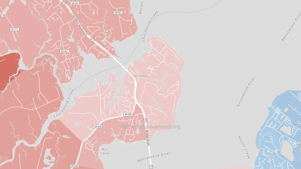 23433, VA block-group political-lean map