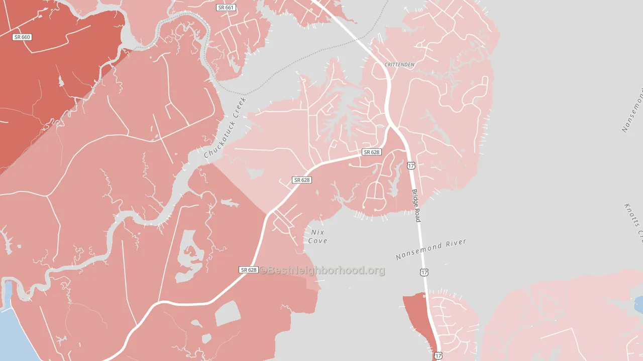 23436, VA block-group political-lean map