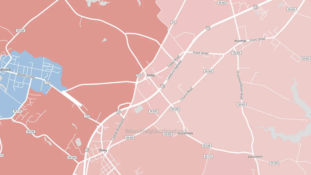 23441, VA block-group political-lean map