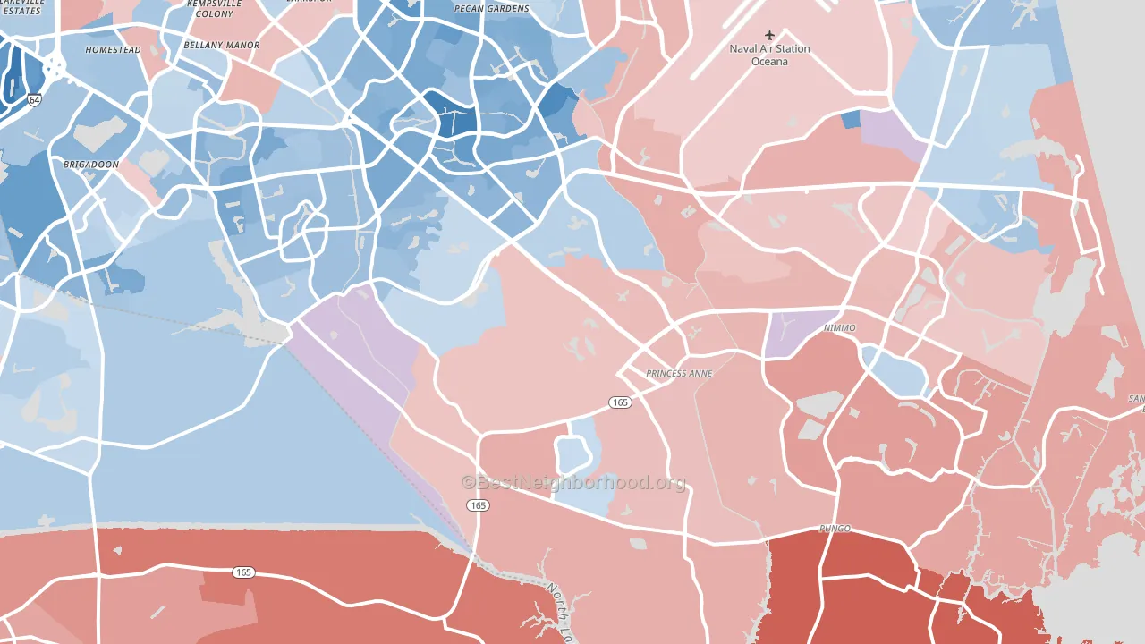 23456, VA block-group political-lean map