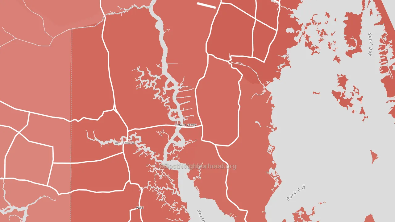 23457, VA block-group political-lean map