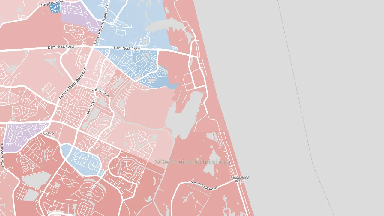 23461, VA block-group political-lean map